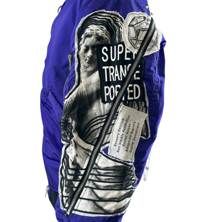 極美品▲DIESEL ディーゼル グラフィックプリント ダメージ加工 パッチワーク ボンバージャケット MA-1 マルチカラー 正規品 メンズ