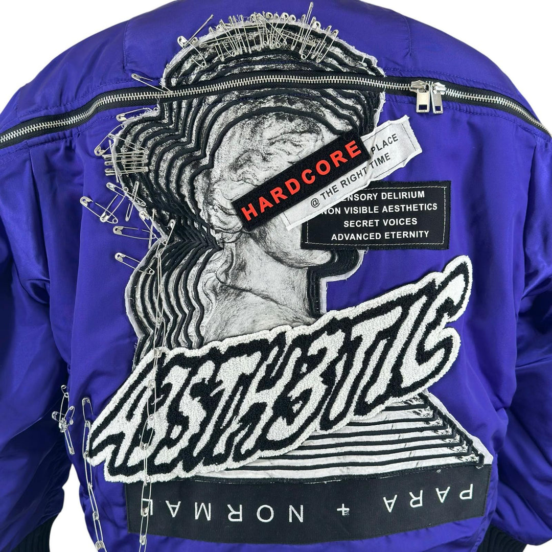 極美品▲DIESEL ディーゼル グラフィックプリント ダメージ加工 パッチワーク ボンバージャケット MA-1 マルチカラー 正規品 メンズ