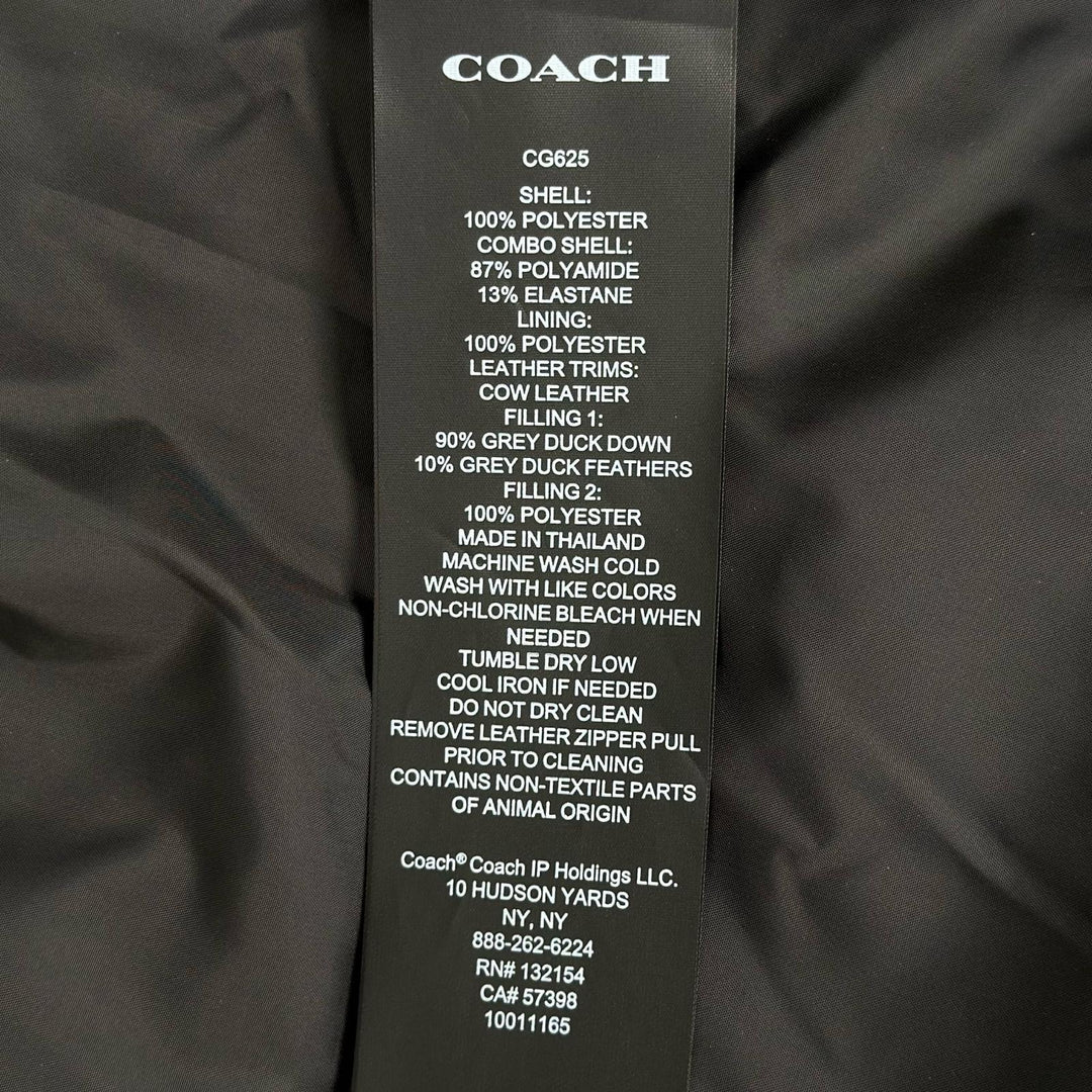 極美品▲COACH コーチ CG625 バイカラー レザー使い ロゴボタン シグネチャー ダウンベスト ベージュ ブラック L 正規品 メンズ