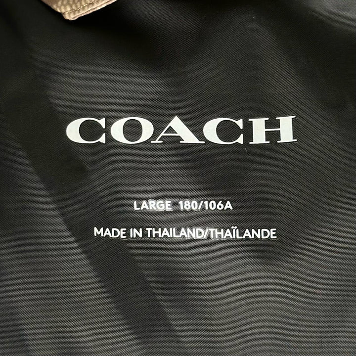 極美品▲COACH コーチ CG625 バイカラー レザー使い ロゴボタン シグネチャー ダウンベスト ベージュ ブラック L 正規品 メンズ