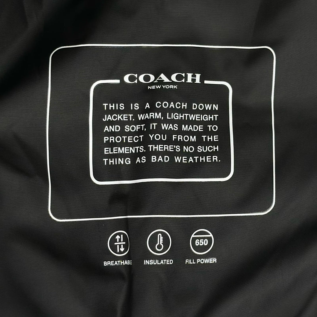極美品▲COACH コーチ CG625 バイカラー レザー使い ロゴボタン シグネチャー ダウンベスト ベージュ ブラック L 正規品 メンズ