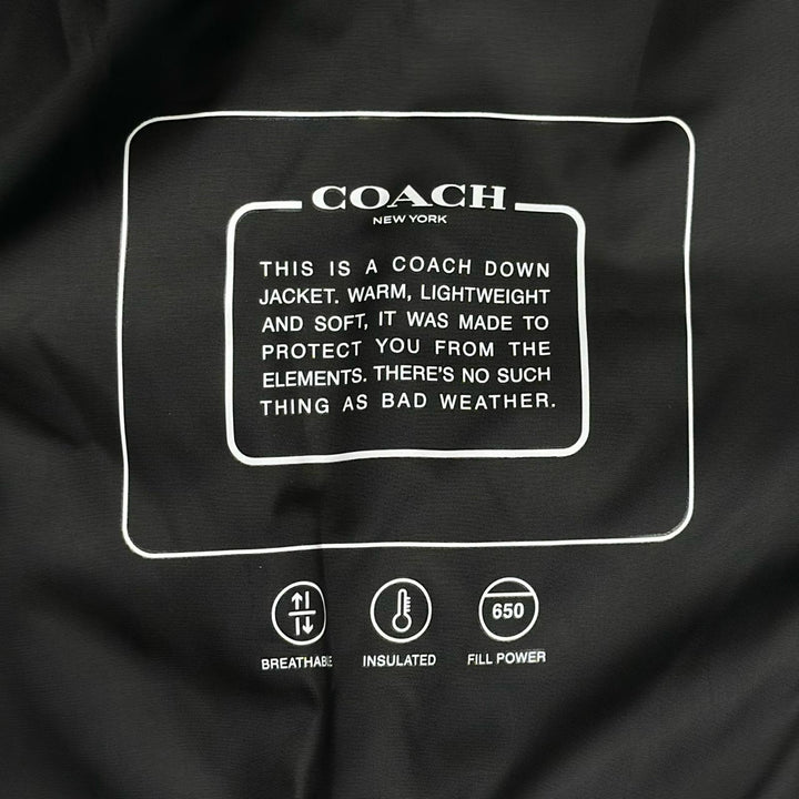 極美品▲COACH コーチ CG625 バイカラー レザー使い ロゴボタン シグネチャー ダウンベスト ベージュ ブラック L 正規品 メンズ