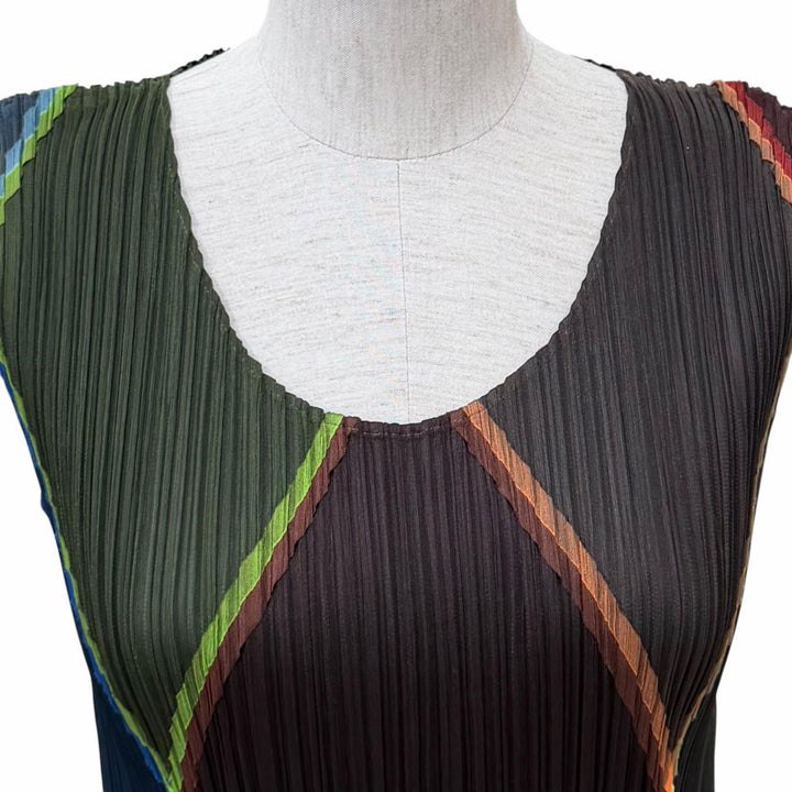 極美品★PLEATS PLEASE プリーツプリーズ イッセイミヤケ PP64-JH121 Sleeveless Dress Multicolor ワンピース マルチ 1 日本製 正規品