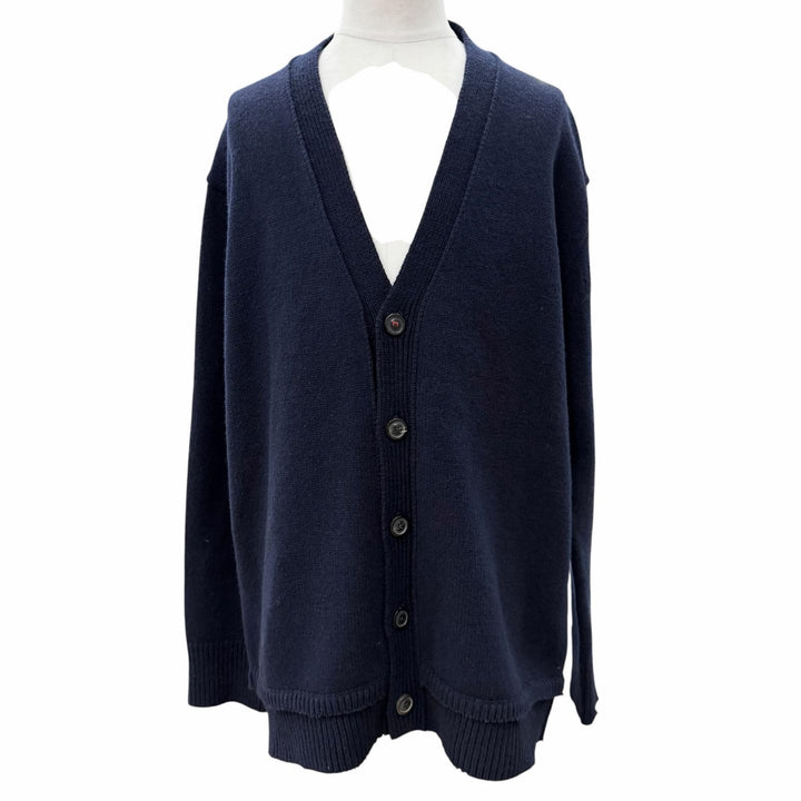 極美品▼Maison Margiela 14 メゾンマルジェラ 23AW SI1GP0003 リネン混 エルボーパッチ ニットカーディガン L 正規品 メンズ レディース