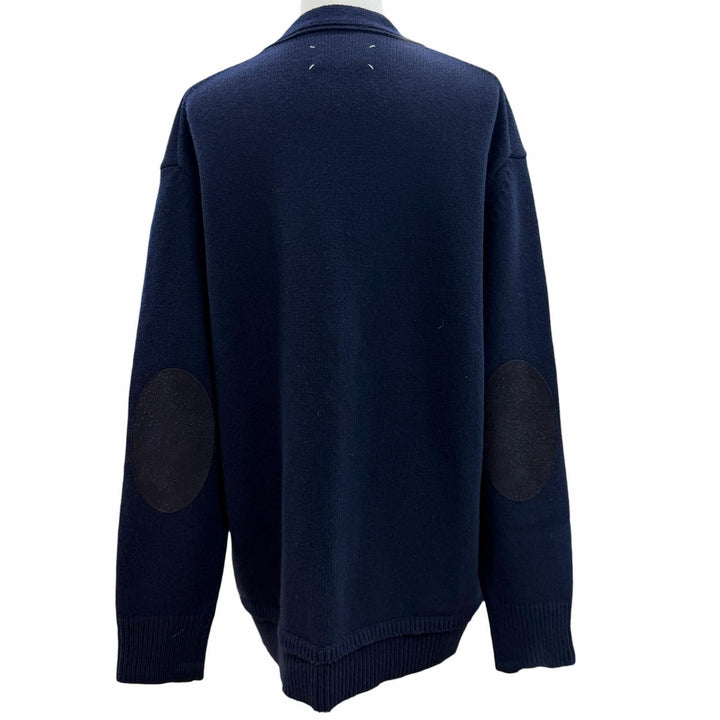 極美品▼Maison Margiela 14 メゾンマルジェラ 23AW SI1GP0003 リネン混 エルボーパッチ ニットカーディガン L 正規品 メンズ レディース