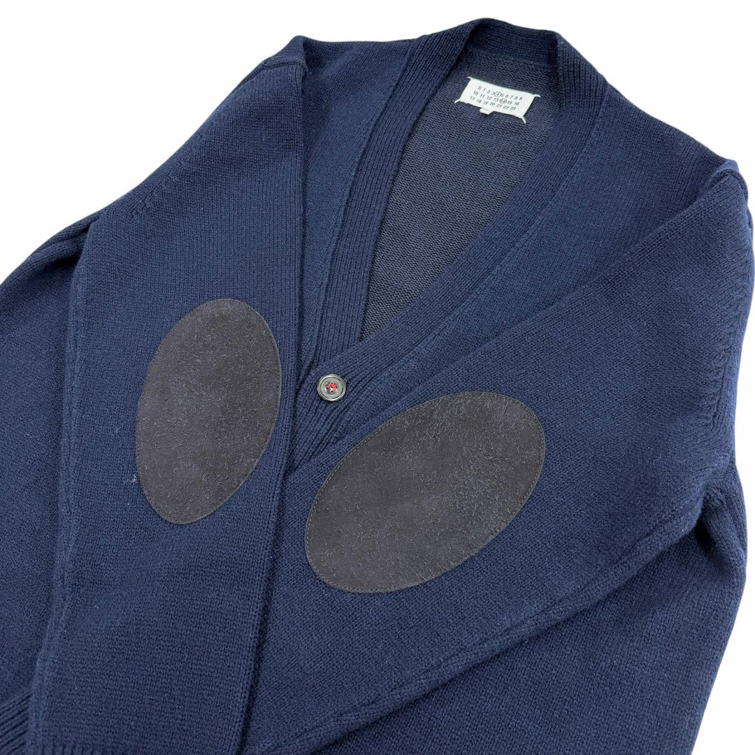 極美品▼Maison Margiela 14 メゾンマルジェラ 23AW SI1GP0003 リネン混 エルボーパッチ ニットカーディガン L 正規品 メンズ レディース