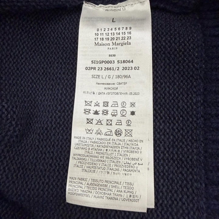極美品▼Maison Margiela 14 メゾンマルジェラ 23AW SI1GP0003 リネン混 エルボーパッチ ニットカーディガン L 正規品 メンズ レディース