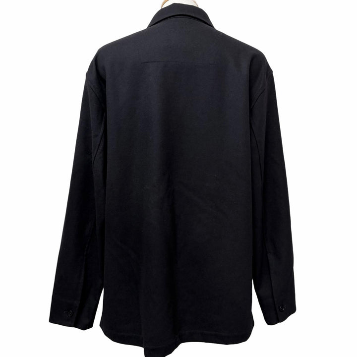 美品□JIL SANDER+ ジルサンダープラス 24AW J47DL0150 ウール ハーフジップジャケット ブルゾン ブラック 48 イタリア製 正規品 メンズ
