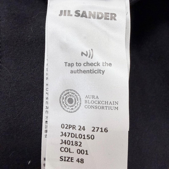 美品□JIL SANDER+ ジルサンダープラス 24AW J47DL0150 ウール ハーフジップジャケット ブルゾン ブラック 48 イタリア製 正規品 メンズ