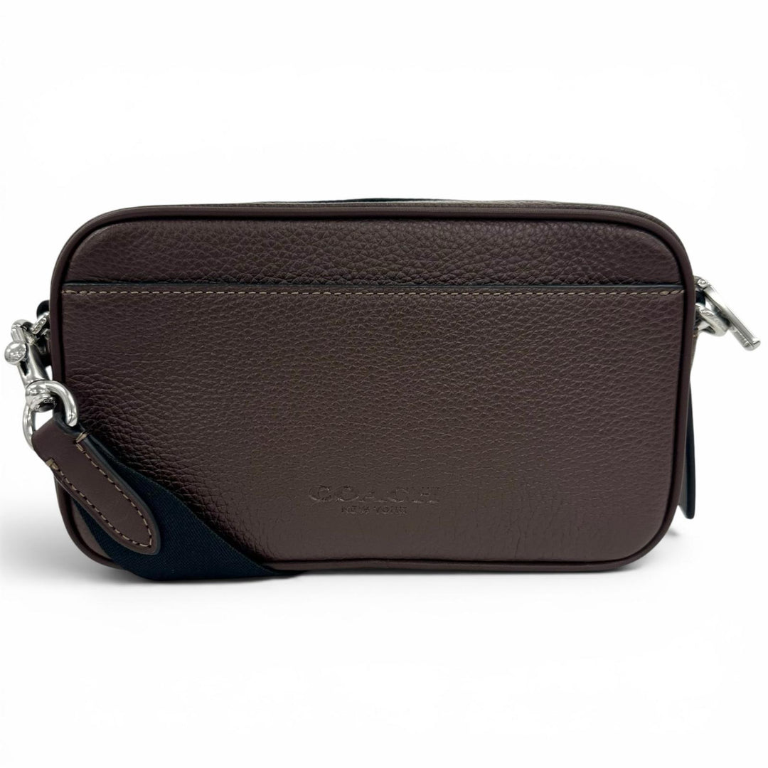 極美品▲COACH コーチ CR179 JADEN ジェイデン ロゴ刻印 レザー クロスボディバッグ ショルダーバッグ ブラウン メンズ