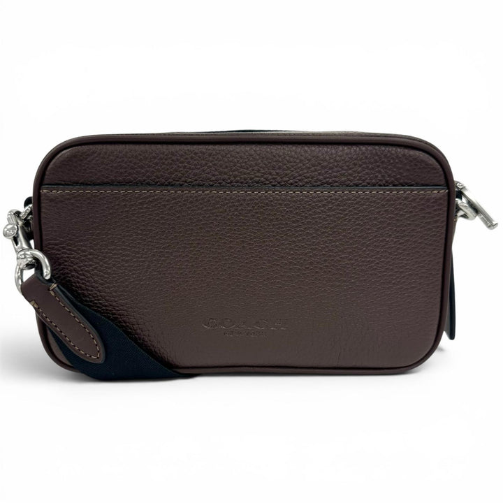 極美品▲COACH コーチ CR179 JADEN ジェイデン ロゴ刻印 レザー クロスボディバッグ ショルダーバッグ ブラウン メンズ