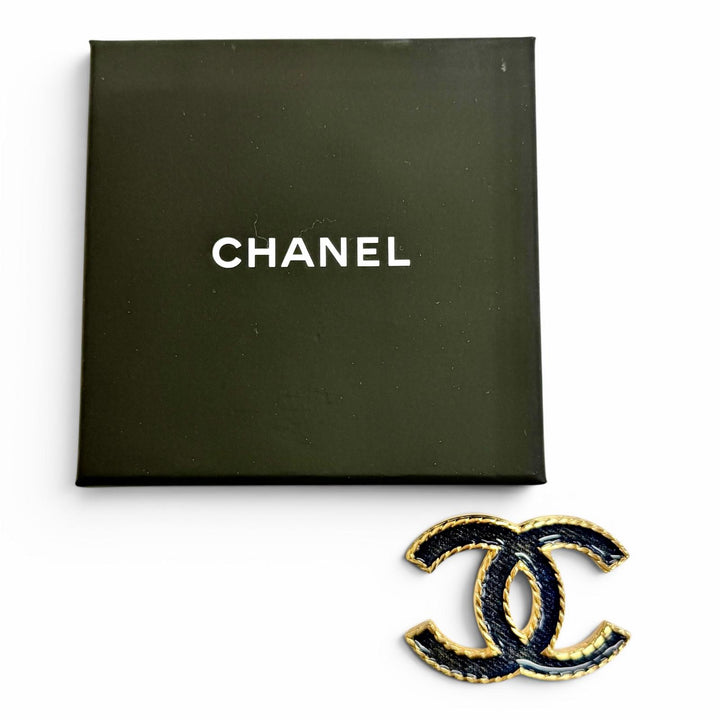 極美品△CHANEL シャネル I24P ABC726 ココマーク デニム ブローチ ゴールド インディゴブルー イタリア製 レディース 箱付き オススメ◎