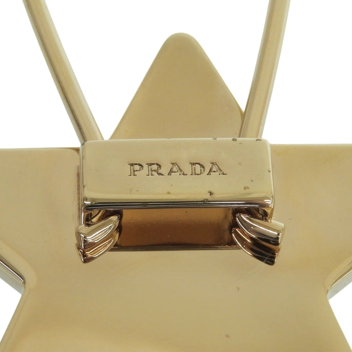 極美品▲PRADA プラダ 1PP049 サフィアーノレザー GP 星型 ロゴ キーリング キーホルダー チャーム イエロー ゴールド レディース 箱付き