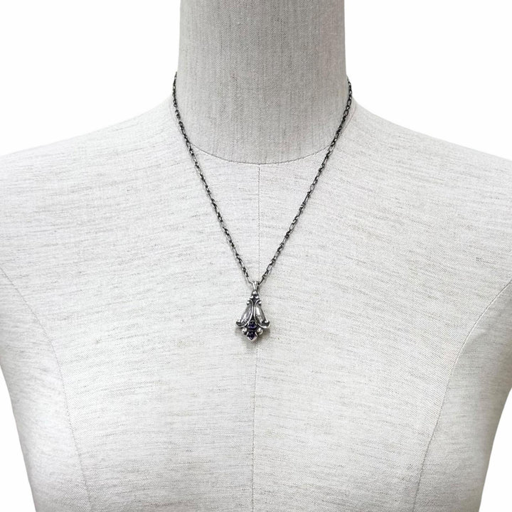 極美品★Georg Jensen ジョージジェンセン ヘリテージ 1993 イヤー ペンダント 925 アメジスト ネックレス 総重量14.04g 箱付