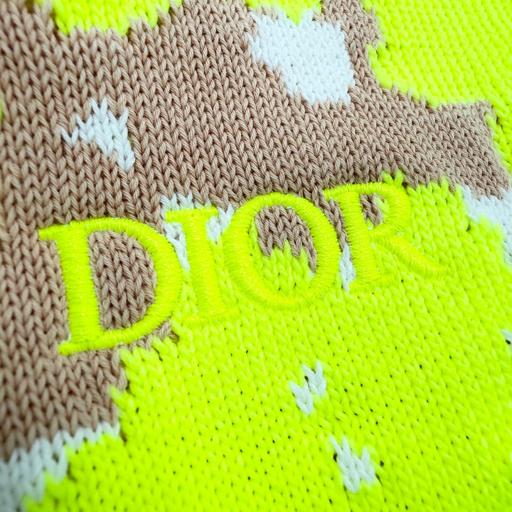 極美品▼DIOR ディオール オム 283M652AT254 ロゴ刺繍 テクニカルコットンジャガード ニットセーター イエロー ブラウン M 正規品
