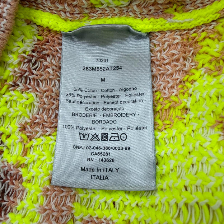極美品▼DIOR ディオール オム 283M652AT254 ロゴ刺繍 テクニカルコットンジャガード ニットセーター イエロー ブラウン M 正規品