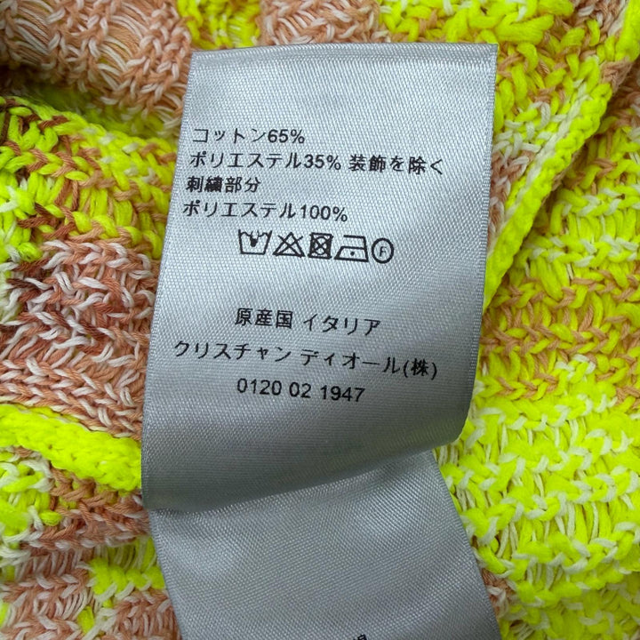 極美品▼DIOR ディオール オム 283M652AT254 ロゴ刺繍 テクニカルコットンジャガード ニットセーター イエロー ブラウン M 正規品