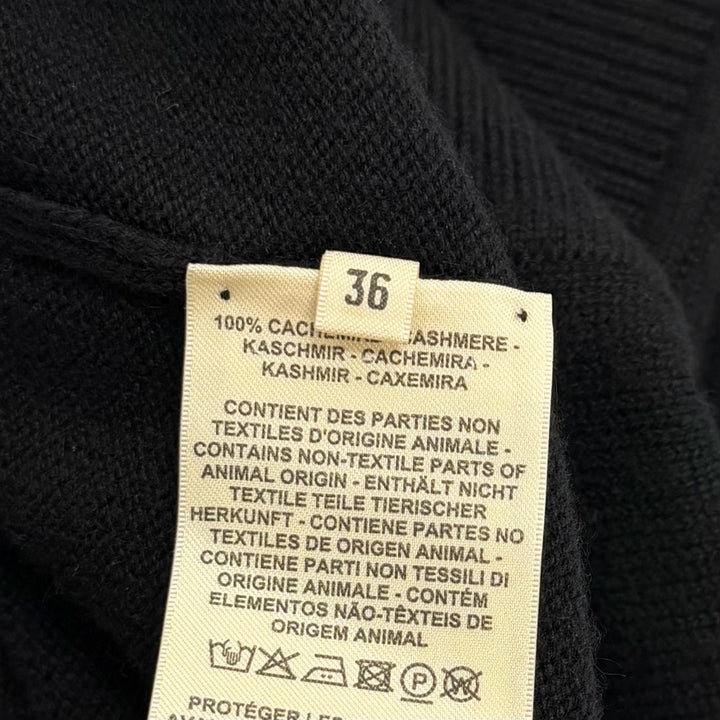 美品★HERMES エルメス 23AW 3H2706D1 カシミヤ100％ セリエボタン付 Vネック ニット ベスト ブラック 36 英国製 正規品 レディース