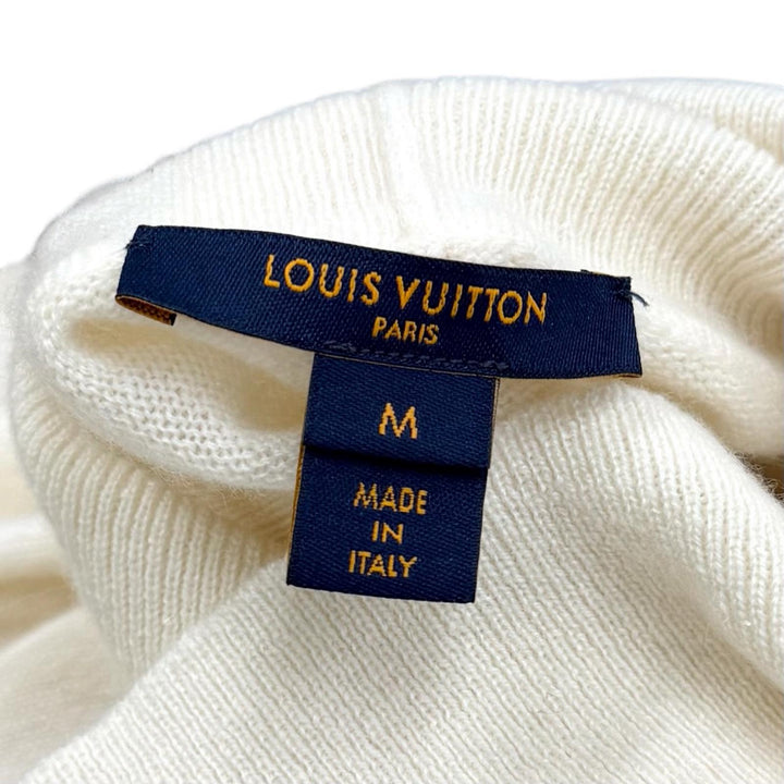 極美品★LOUIS VUITTON ルイヴィトン 22AW ロゴ金具付 タートルネック カシミヤ ワンピース オフホワイト M 伊製 正規品 レディース