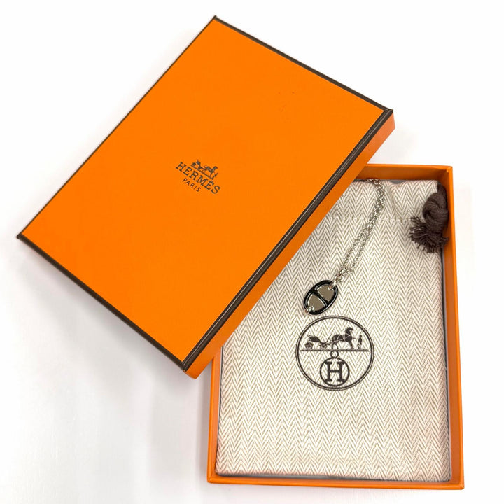 未使用品★HERMES エルメス ペンダント ミニ マイヨン PM シェーヌダンクル ネックレス ブラック フランス製 レディース 箱・保存袋付き