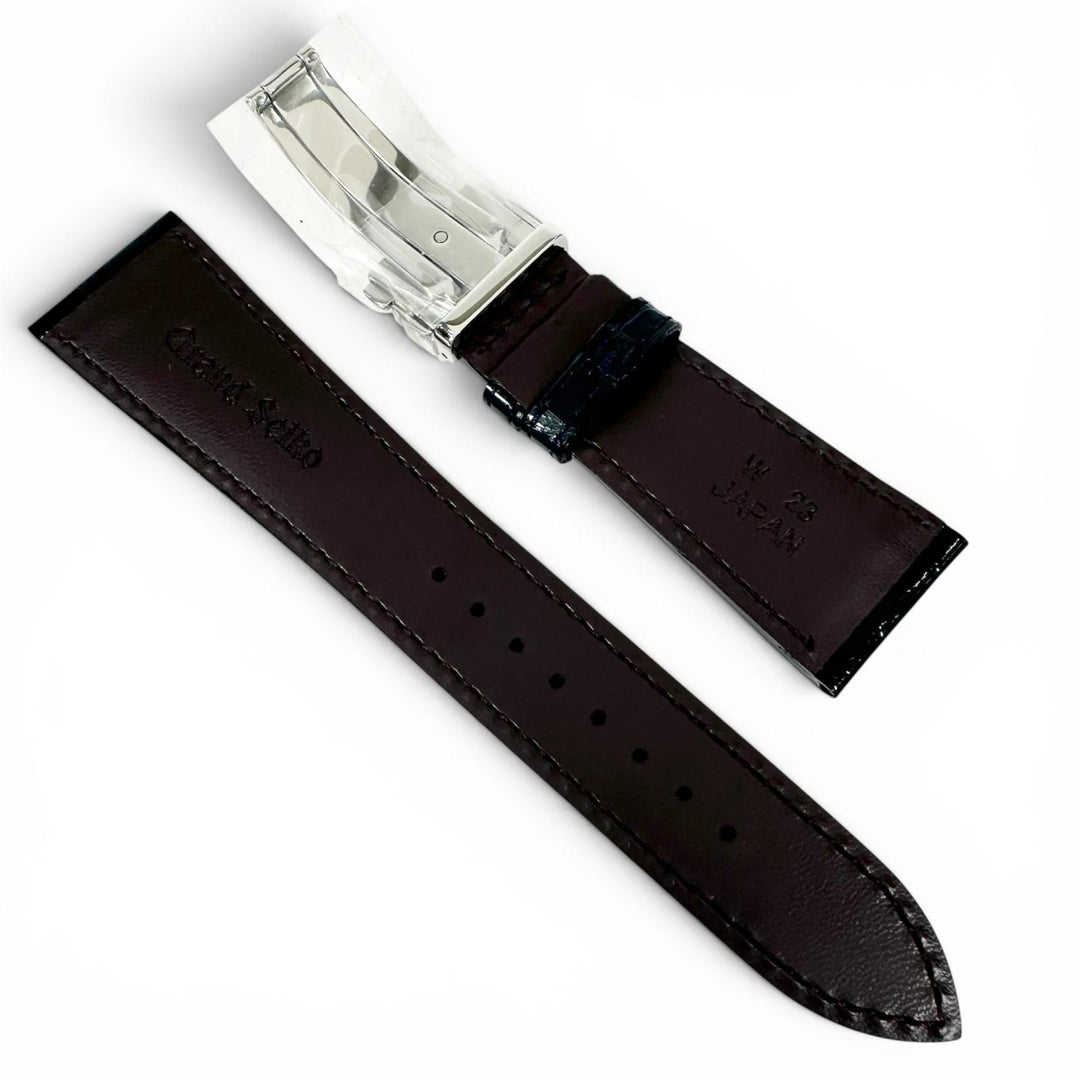 未使用品▲Grand Seiko グランドセイコー クロコダイル ブルーステッチ 腕時計 替えベルト ダークネイビー ブラウン 23 日本製 メンズ