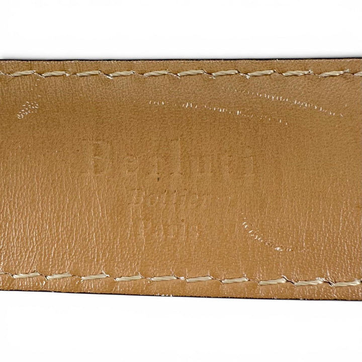 【ドンドン見直し】良品▲BERLUTI ベルルッティ パティーヌレザー ピンバックル ベルト ブラウン シルバー金具 85 34 イタリア製 メンズ