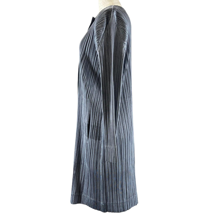 美品▲PLEATS PLEASE プリーツプリーズ イッセイミヤケ PP91-JA513 ロング カーディガン グレー 3 日本製 正規品 レディース