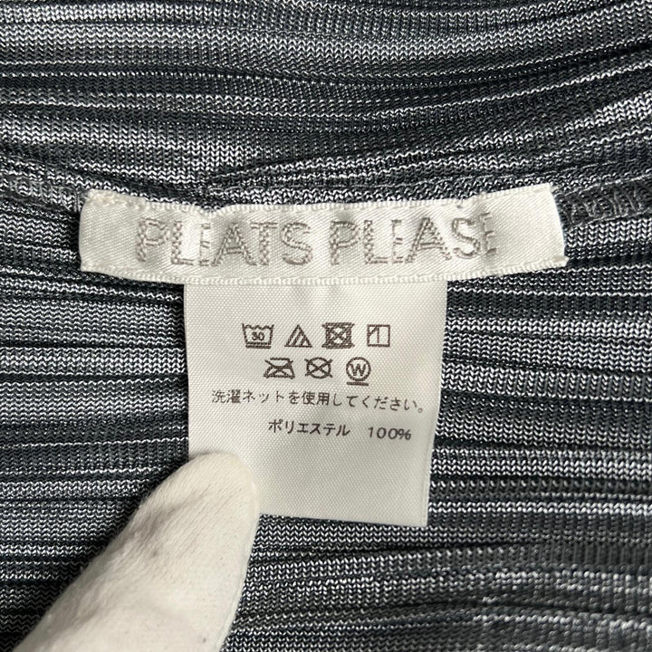 美品▲PLEATS PLEASE プリーツプリーズ イッセイミヤケ PP91-JA513 ロング カーディガン グレー 3 日本製 正規品 レディース