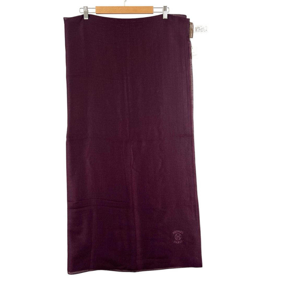 極美品▲HERMES エルメス 269998S カシミヤ シルク Hロゴ 大判ストール スカーフ ショール パープル ネパール製 正規品 レディース
