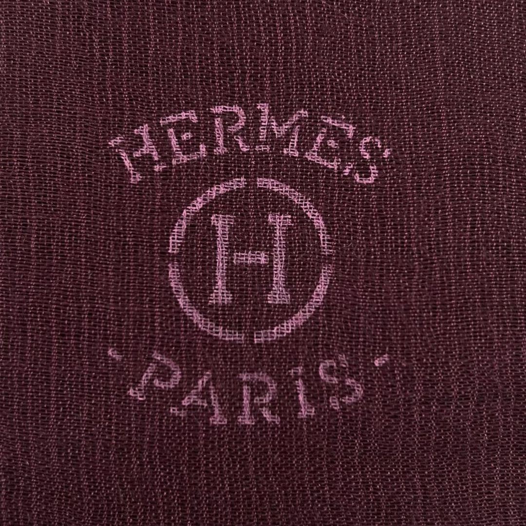 極美品▲HERMES エルメス 269998S カシミヤ シルク Hロゴ 大判ストール スカーフ ショール パープル ネパール製 正規品 レディース