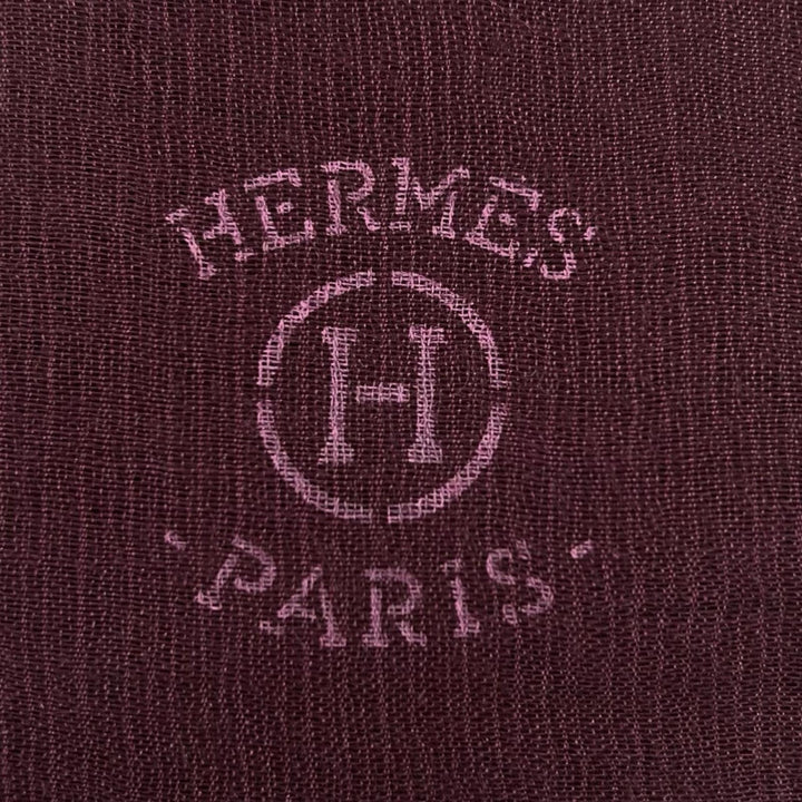 極美品▲HERMES エルメス 269998S カシミヤ シルク Hロゴ 大判ストール スカーフ ショール パープル ネパール製 正規品 レディース