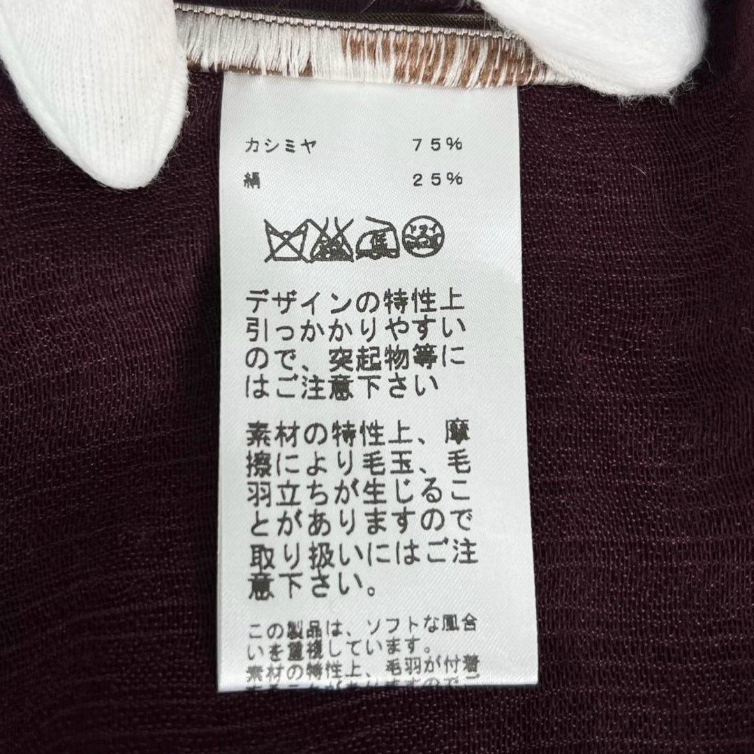 極美品▲HERMES エルメス 269998S カシミヤ シルク Hロゴ 大判ストール スカーフ ショール パープル ネパール製 正規品 レディース