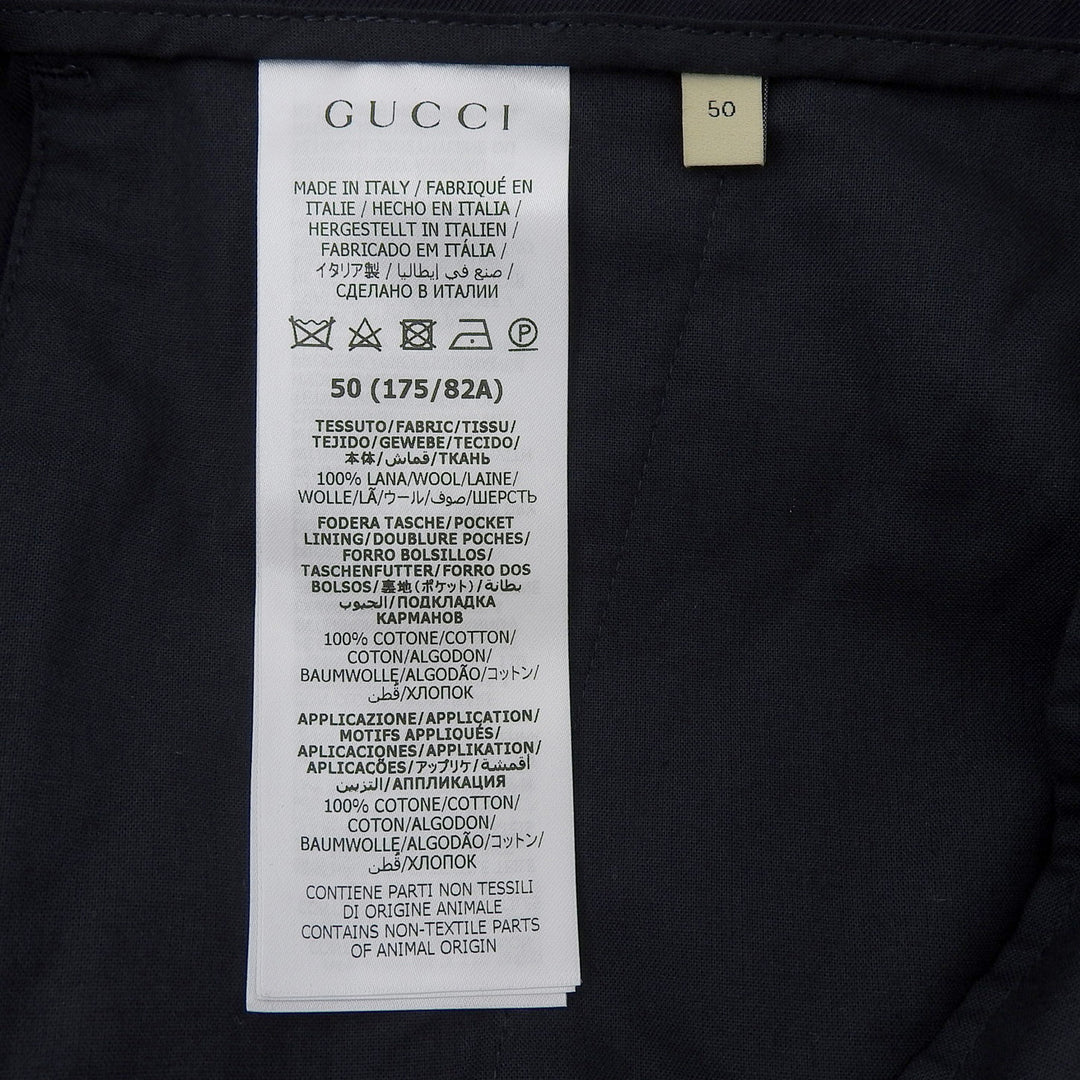 未使用品▲GUCCI グッチ 23SS 722523 GGマーモント ウール100％ スラックス パンツ ネイビー ブラウン 50 イタリア製 正規品 メンズ
