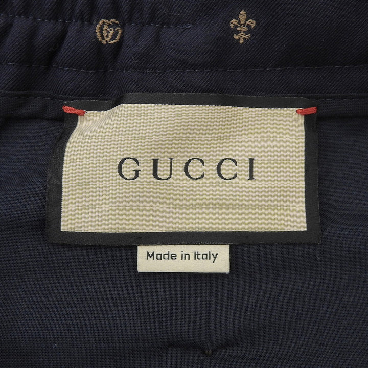 未使用品▲GUCCI グッチ 23SS 722523 GGマーモント ウール100％ スラックス パンツ ネイビー ブラウン 50 イタリア製 正規品 メンズ