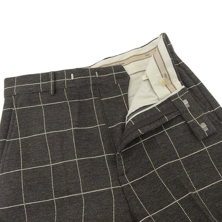 未使用品▲GUCCI グッチ 23SS 710564 ウール 格子柄 クロップドパンツ ワイドパンツ ブラウン アイボリー 44 イタリア製 正規品 メンズ