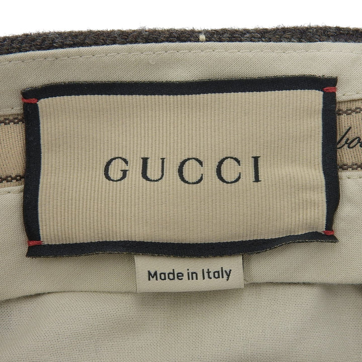 未使用品▲GUCCI グッチ 23SS 710564 ウール 格子柄 クロップドパンツ ワイドパンツ ブラウン アイボリー 44 イタリア製 正規品 メンズ