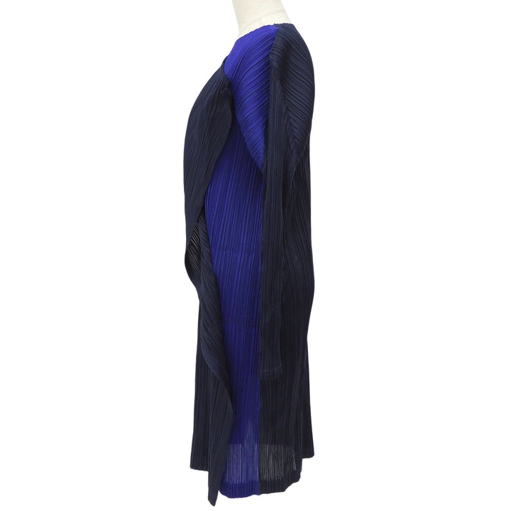 美品▲PLEATS PLEASE プリーツプリーズ イッセイミヤケ PP93-JH773 ワンピース ネイビー ブルー 3 日本製 正規品 レディース