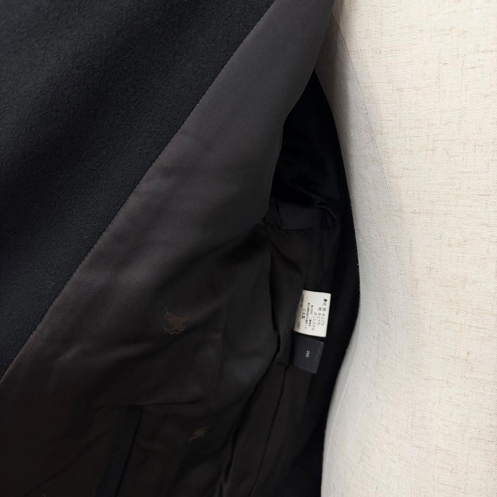 極美品□Burberrys バーバリー ヴィンテージ カシミヤ100％ ステンカラーコート ブラック 94-175-6 日本製 正規品 メンズ ハンガー付き