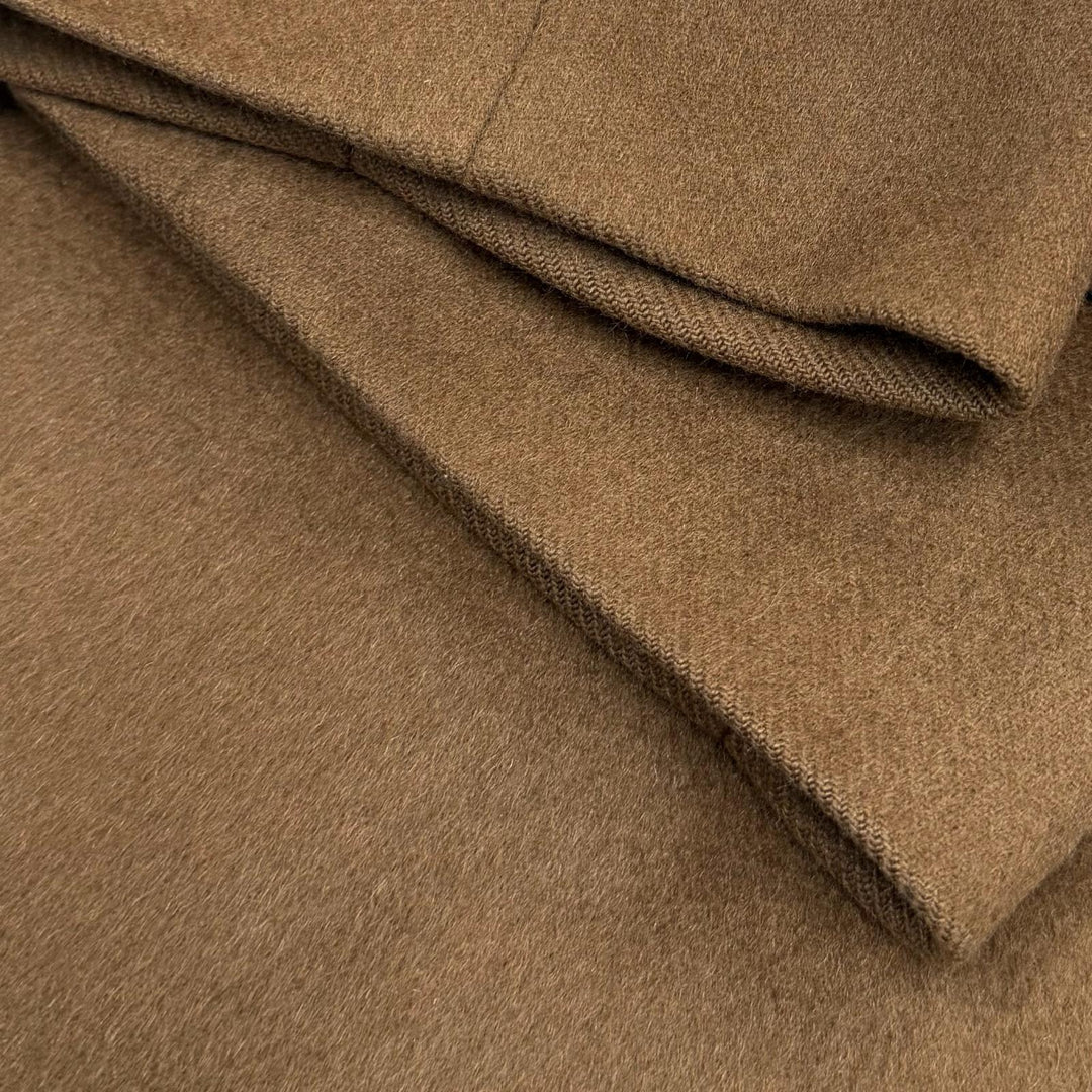 美品▼Aquascutum アクアスキュータム ピュアカシミヤ100% ロング丈 ステンカラーコート ブラウン 38 イングランド製 メンズ ビジネス◎