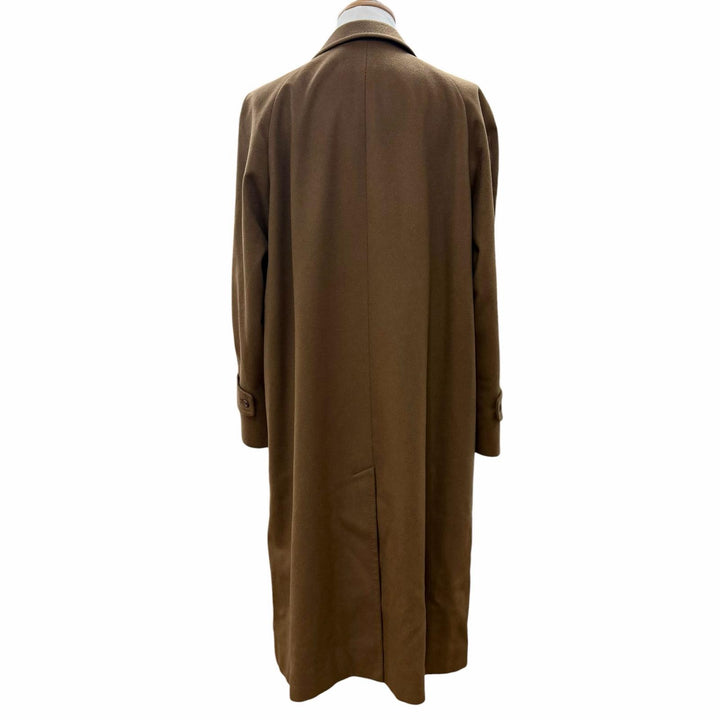 美品▼Aquascutum アクアスキュータム ピュアカシミヤ100% ロング丈 ステンカラーコート ブラウン 38 イングランド製 メンズ ビジネス◎