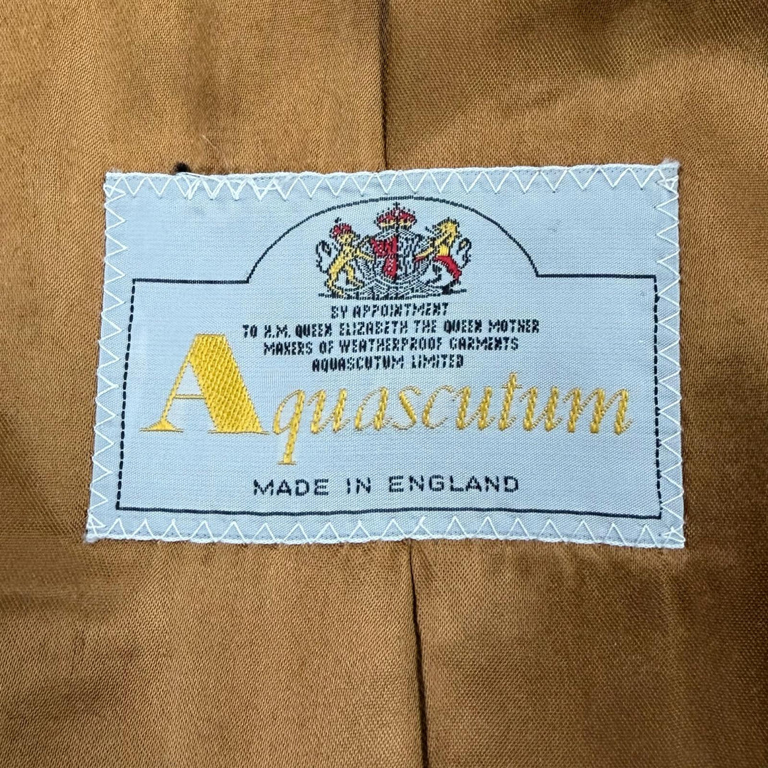 美品▼Aquascutum アクアスキュータム ピュアカシミヤ100% ロング丈 ステンカラーコート ブラウン 38 イングランド製 メンズ ビジネス◎
