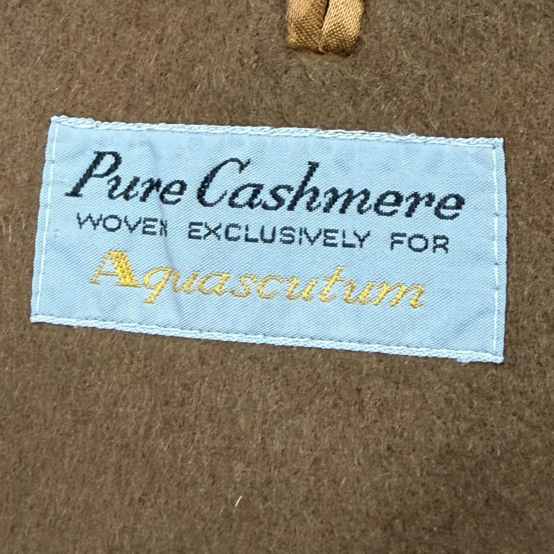 美品▼Aquascutum アクアスキュータム ピュアカシミヤ100% ロング丈 ステンカラーコート ブラウン 38 イングランド製 メンズ ビジネス◎