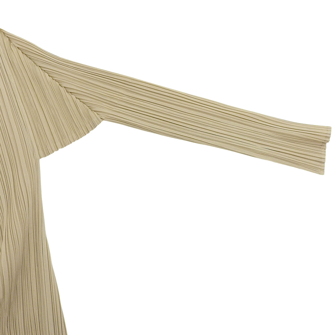 極美品▲PLEATS PLEASE プリーツプリーズ イッセイミヤケ PP05-JO001 フロントオープン カーディガン ライトベージュ 3 日本製 正規品