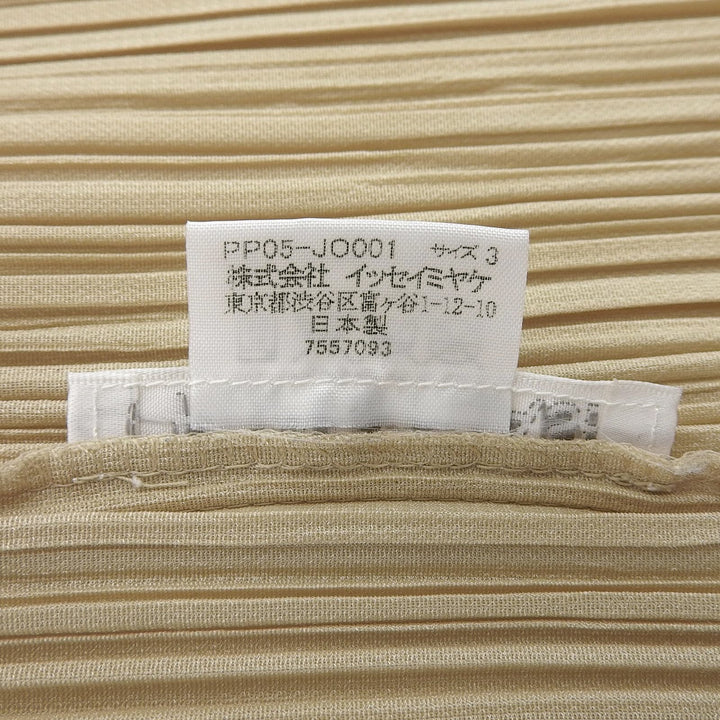 極美品▲PLEATS PLEASE プリーツプリーズ イッセイミヤケ PP05-JO001 フロントオープン カーディガン ライトベージュ 3 日本製 正規品