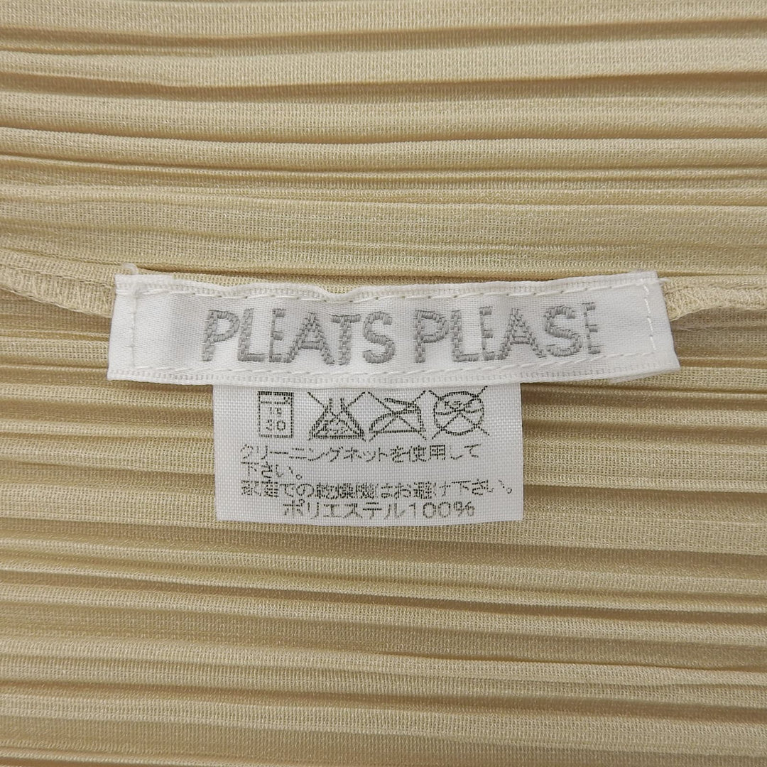 極美品▲PLEATS PLEASE プリーツプリーズ イッセイミヤケ PP05-JO001 フロントオープン カーディガン ライトベージュ 3 日本製 正規品