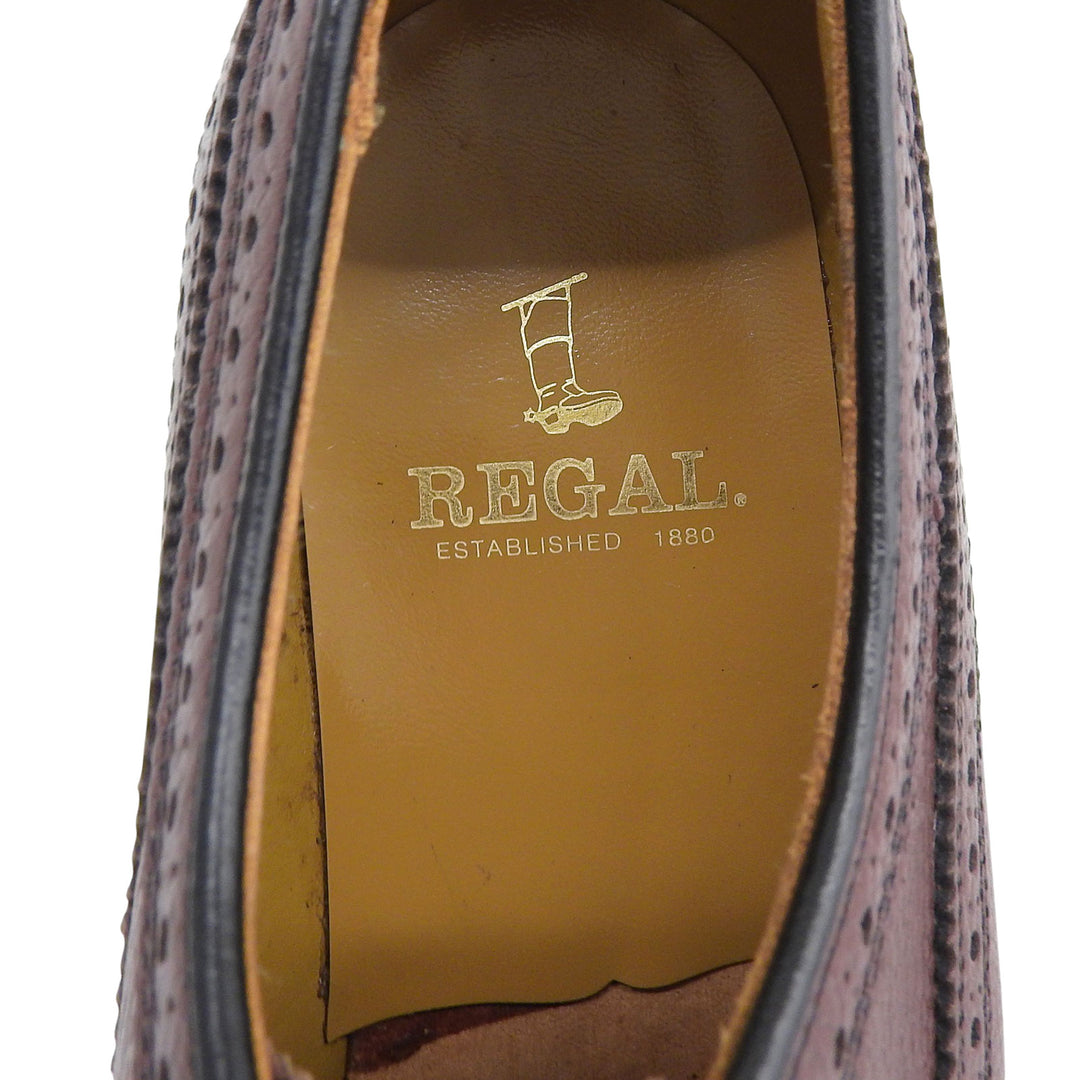 未使用品▲REGAL リーガル グレインレザー ウィングチップ メダリオン フルグローブ レザーシューズ ブラウン 26cm メンズ