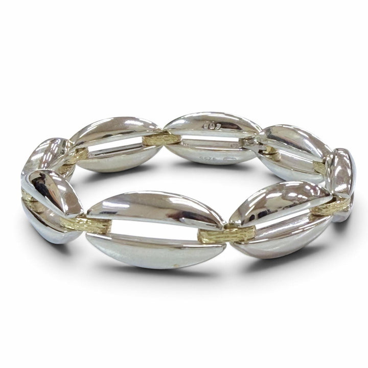 極美品▼Georg Jensen ジョージジェンセン リンク 409 コンビ 925 K18 750(YG) ブレスレット シルバー イエローゴールド 重量76.36g
