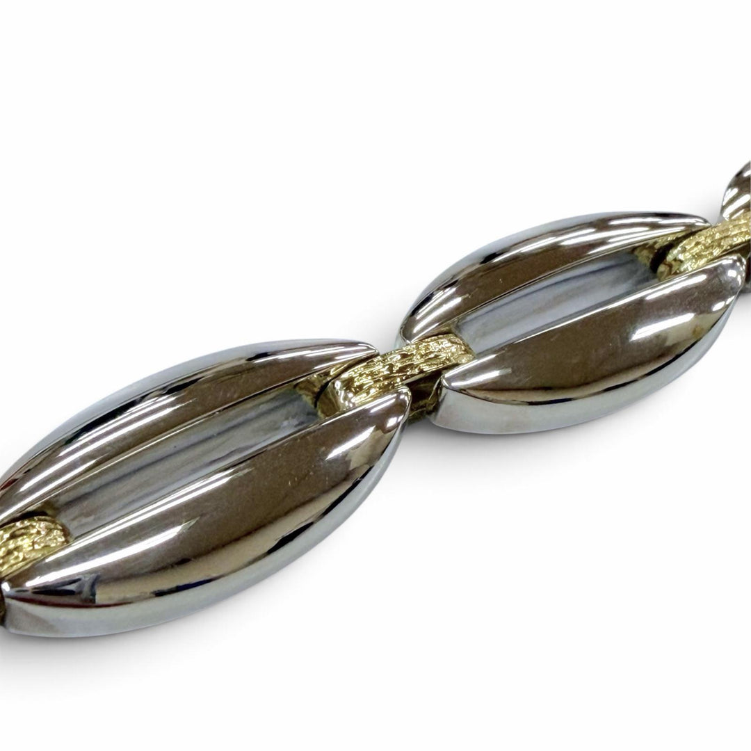 極美品▼Georg Jensen ジョージジェンセン リンク 409 コンビ 925 K18 750(YG) ブレスレット シルバー イエローゴールド 重量76.36g