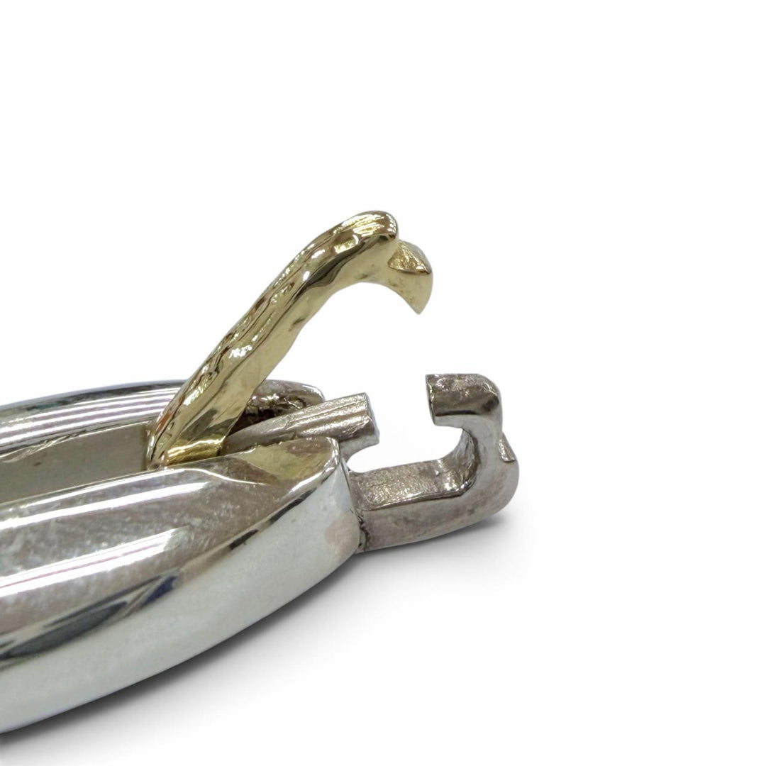 極美品▼Georg Jensen ジョージジェンセン リンク 409 コンビ 925 K18 750(YG) ブレスレット シルバー イエローゴールド 重量76.36g