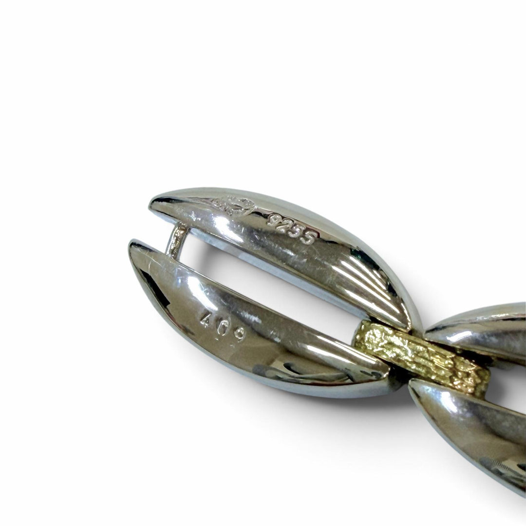 極美品▼Georg Jensen ジョージジェンセン リンク 409 コンビ 925 K18 750(YG) ブレスレット シルバー イエローゴールド 重量76.36g